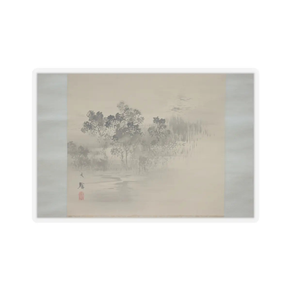 Shiokawa Bunrin - Landscape with the Moon - 19th century v4 - STICKER Vinyl Kiss-Cut Decal