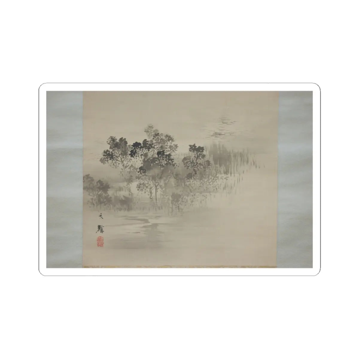 Shiokawa Bunrin - Landscape with the Moon - 19th century v4 - STICKER Vinyl Kiss-Cut Decal
