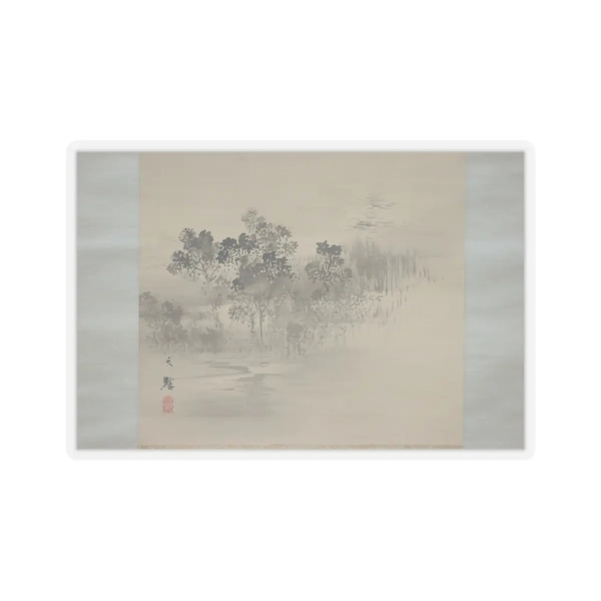 Shiokawa Bunrin - Landscape with the Moon - 19th century v4 - STICKER Vinyl Kiss-Cut Decal
