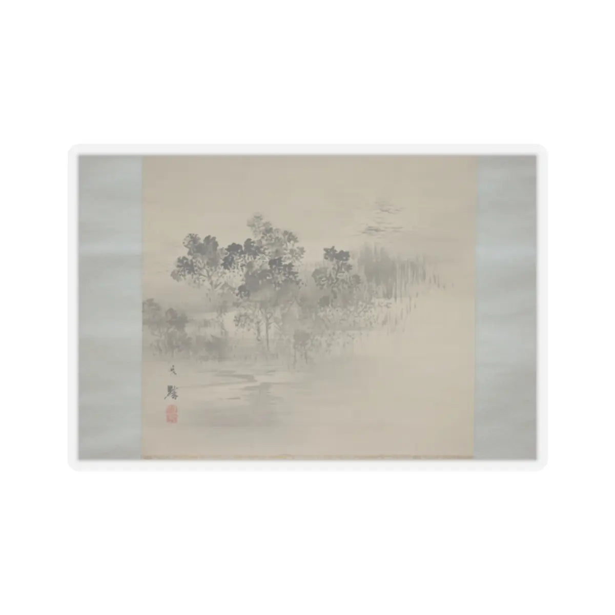 Shiokawa Bunrin - Landscape with the Moon - 19th century v4 - STICKER Vinyl Kiss-Cut Decal