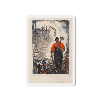 Ship Builder, 1918 (Magazine Illustration) Refrigerator Magnet-5" x 5"-The Sticker Space