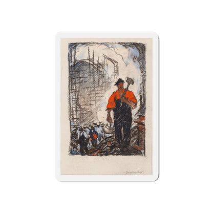 Ship Builder, 1918 (Magazine Illustration) Refrigerator Magnet-6" × 6"-The Sticker Space