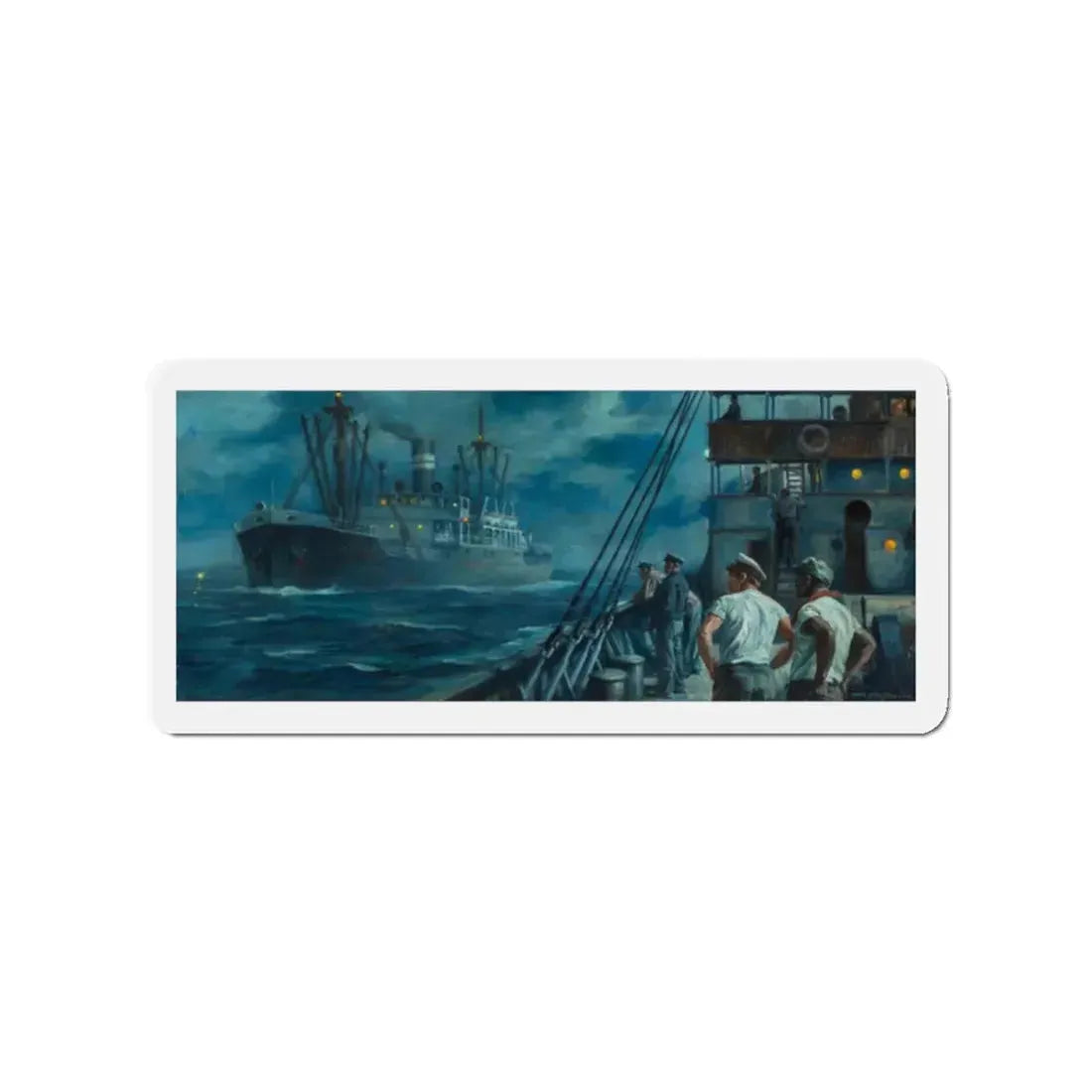 Ship Passing in the Night (Magazine Illustration) Refrigerator Magnet 2 Inch Die-Cut - The Sticker Space