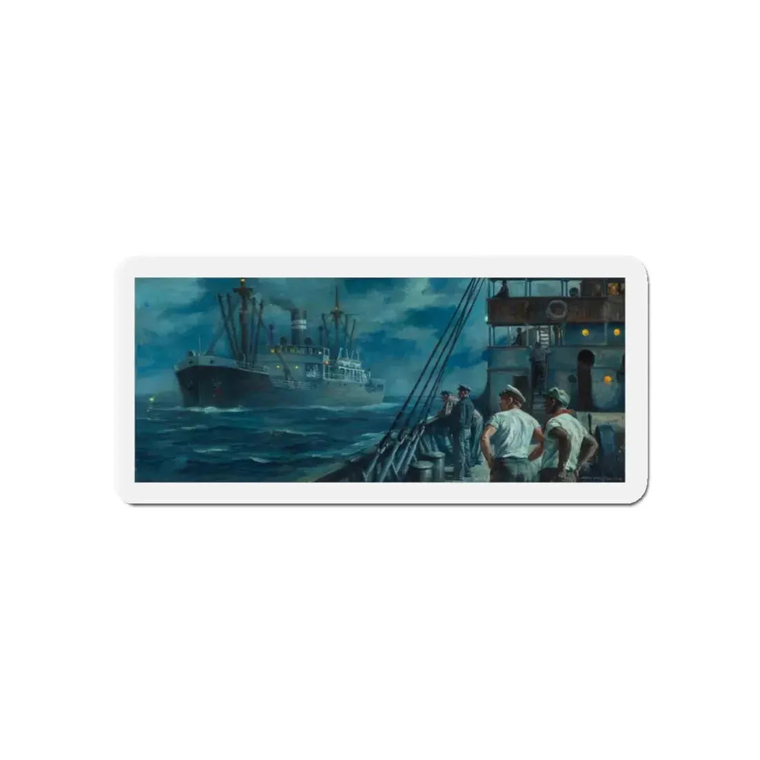 Ship Passing in the Night (Magazine Illustration) Refrigerator Magnet 3 Inch Die-Cut - The Sticker Space