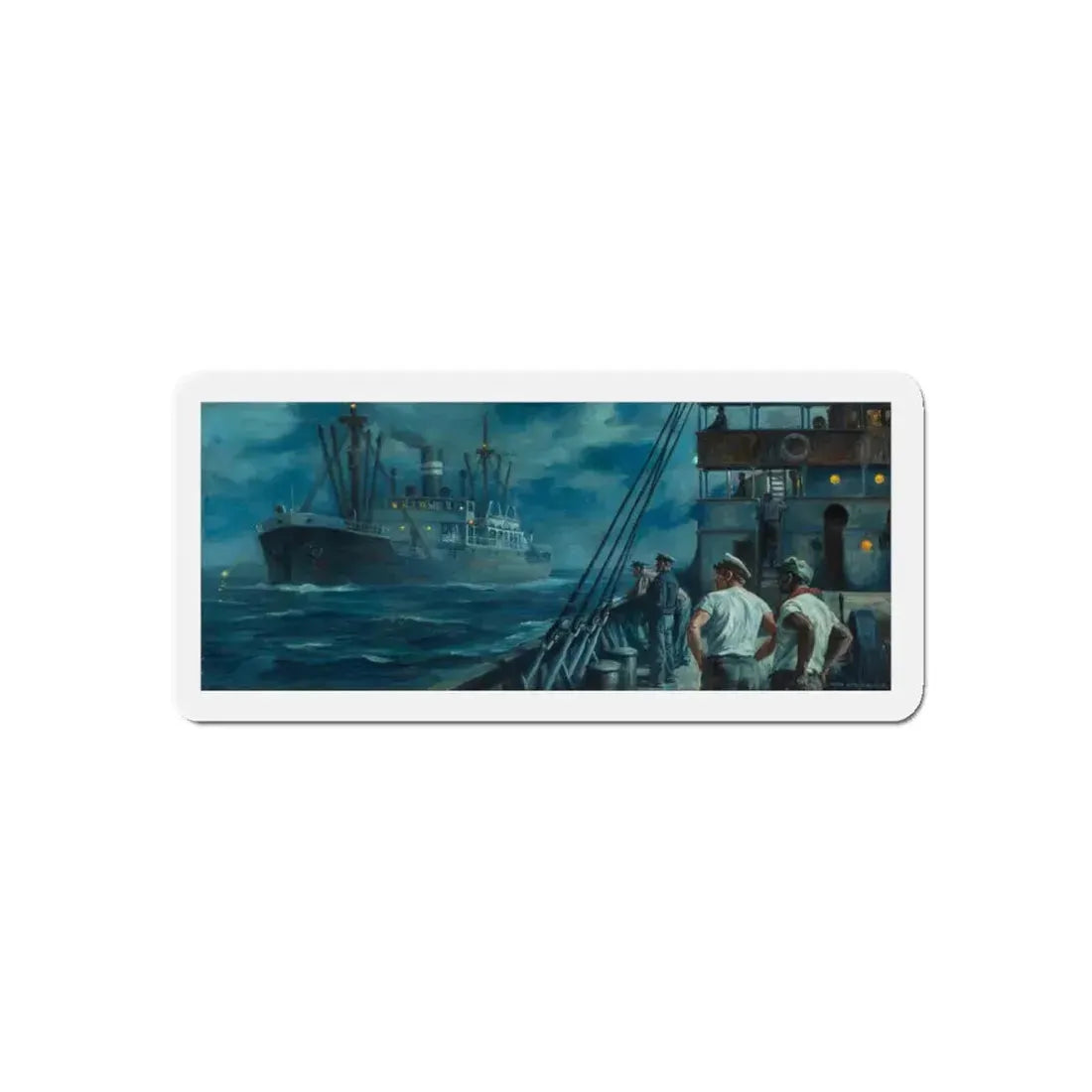 Ship Passing in the Night (Magazine Illustration) Refrigerator Magnet 4 Inch Die-Cut - The Sticker Space