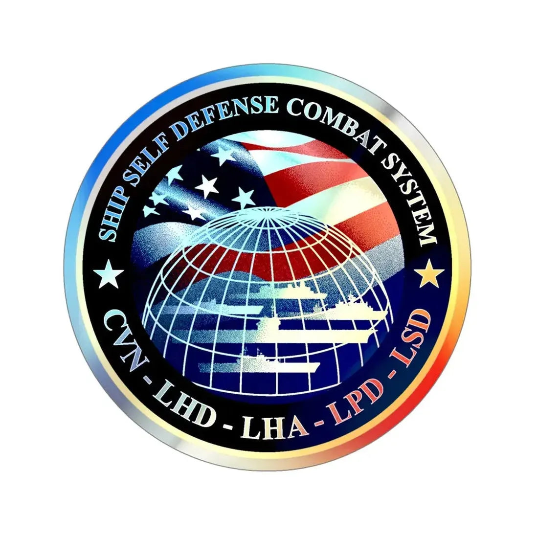 Ship Self Defense Combat System (U.S. Navy) Holographic STICKER Die-Cut Vinyl Decal 6 Inch Holographic - The Sticker Space