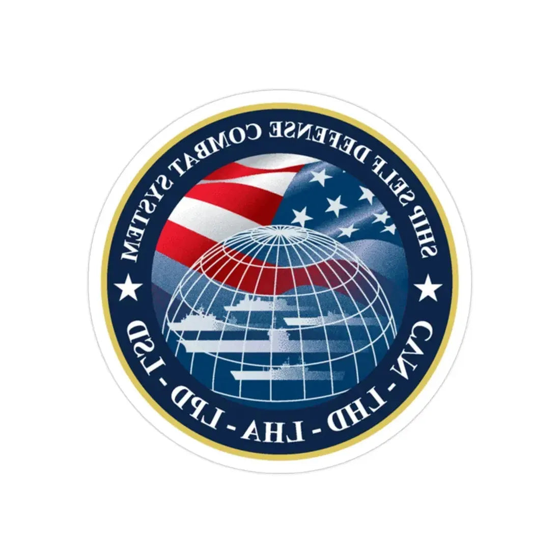Ship Self Defense Combat System (U.S. Navy) REVERSE PRINT Transparent Die-Cut STICKER 2 Inch Die-Cut Transparent - The Sticker Space