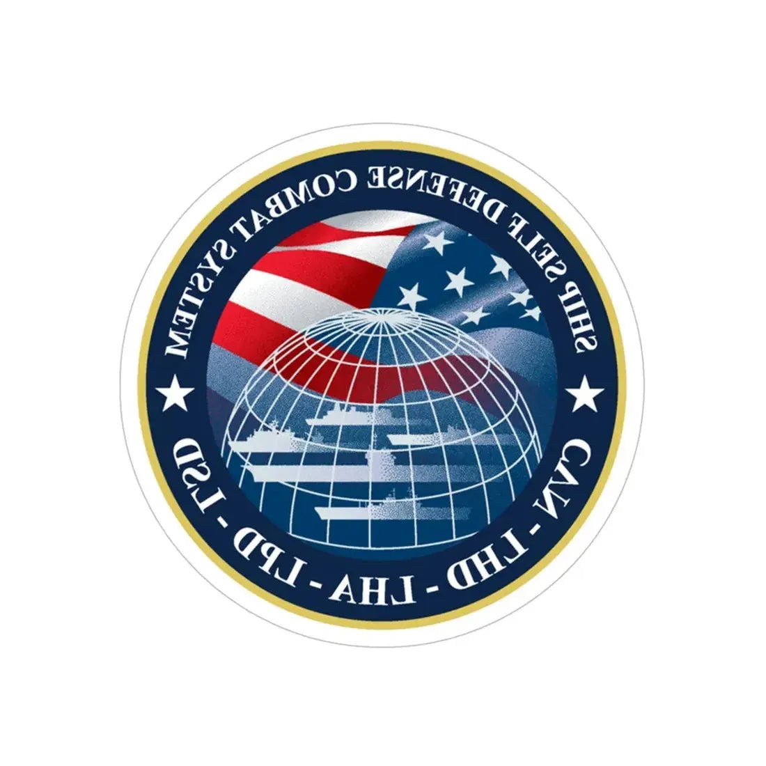 Ship Self Defense Combat System (U.S. Navy) REVERSE PRINT Transparent Die-Cut STICKER 5 Inch Die-Cut Transparent - The Sticker Space