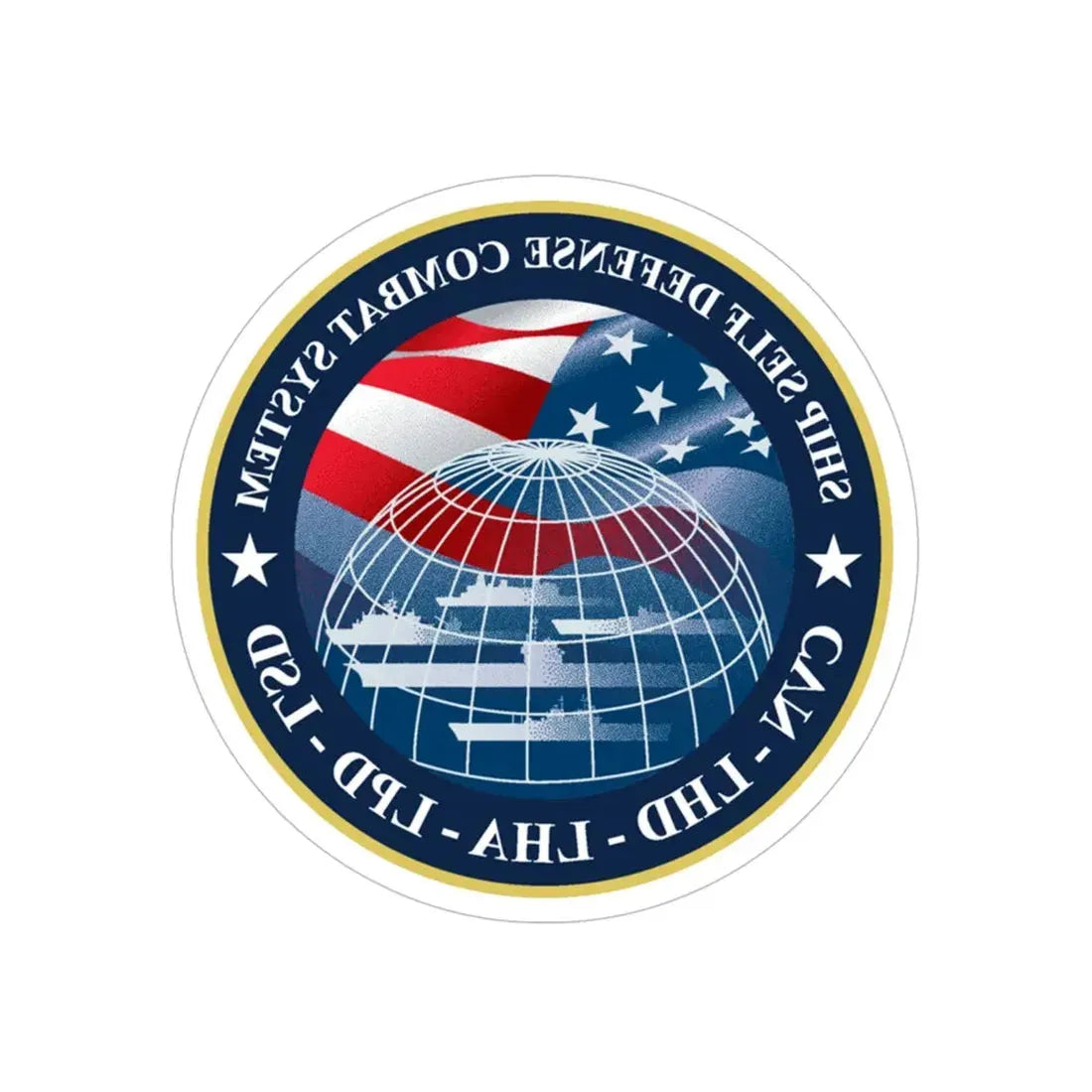 Ship Self Defense Combat System (U.S. Navy) REVERSE PRINT Transparent Die-Cut STICKER 6 Inch Die-Cut Transparent - The Sticker Space