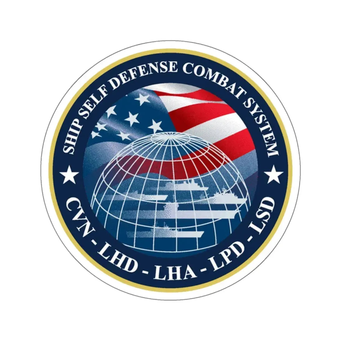 Ship Self Defense Combat System (U.S. Navy) STICKER Vinyl Kiss-Cut Decal 6 Inch White - The Sticker Space