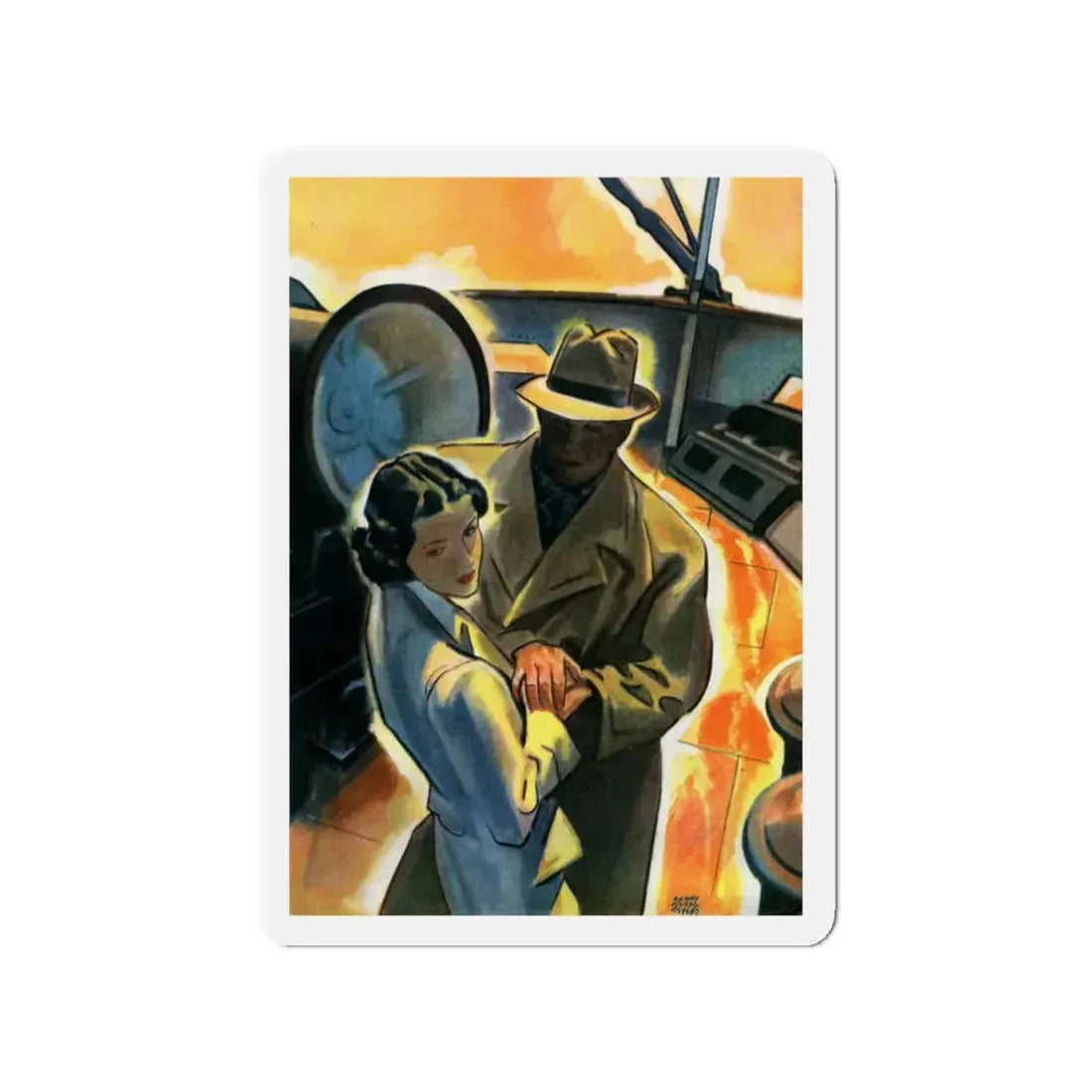 Shipboard Assignation, 1938 (Magazine Illustration) Refrigerator Magnet 3 Inch Die-Cut - The Sticker Space