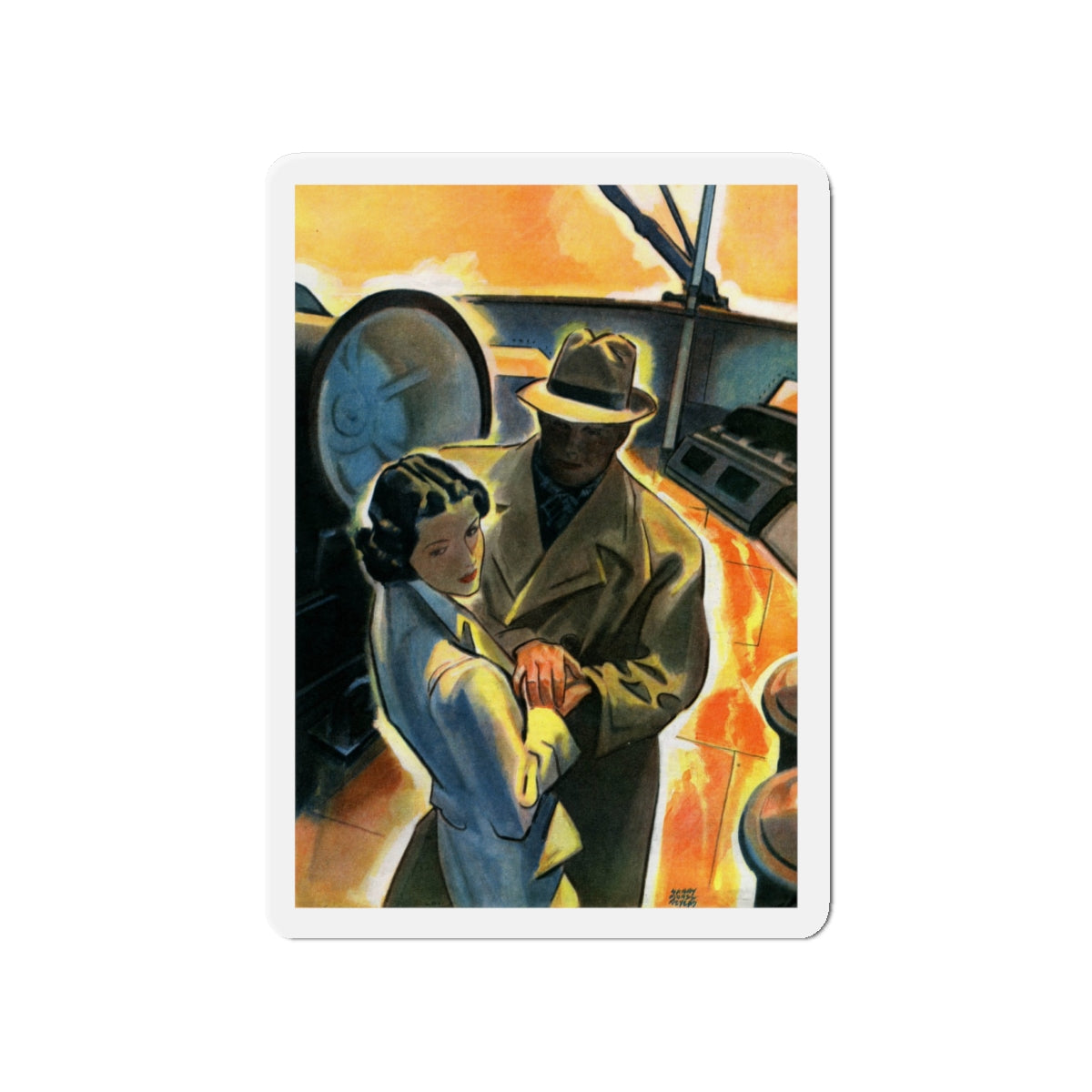 Shipboard Assignation, 1938 (Magazine Illustration) Refrigerator Magnet-4" x 4"-The Sticker Space