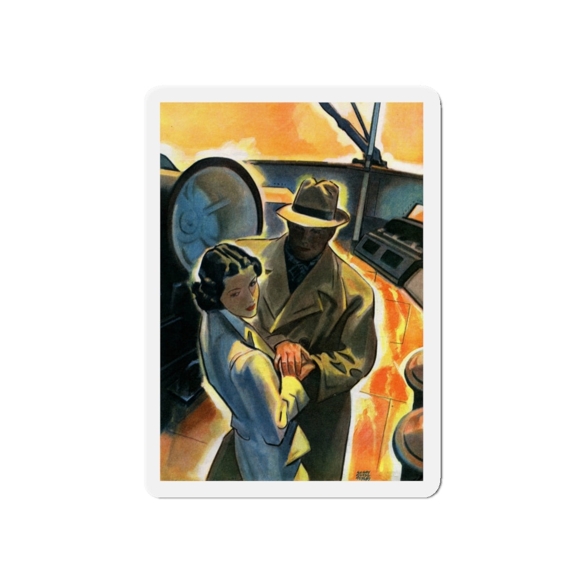 Shipboard Assignation, 1938 (Magazine Illustration) Refrigerator Magnet-5" x 5"-The Sticker Space