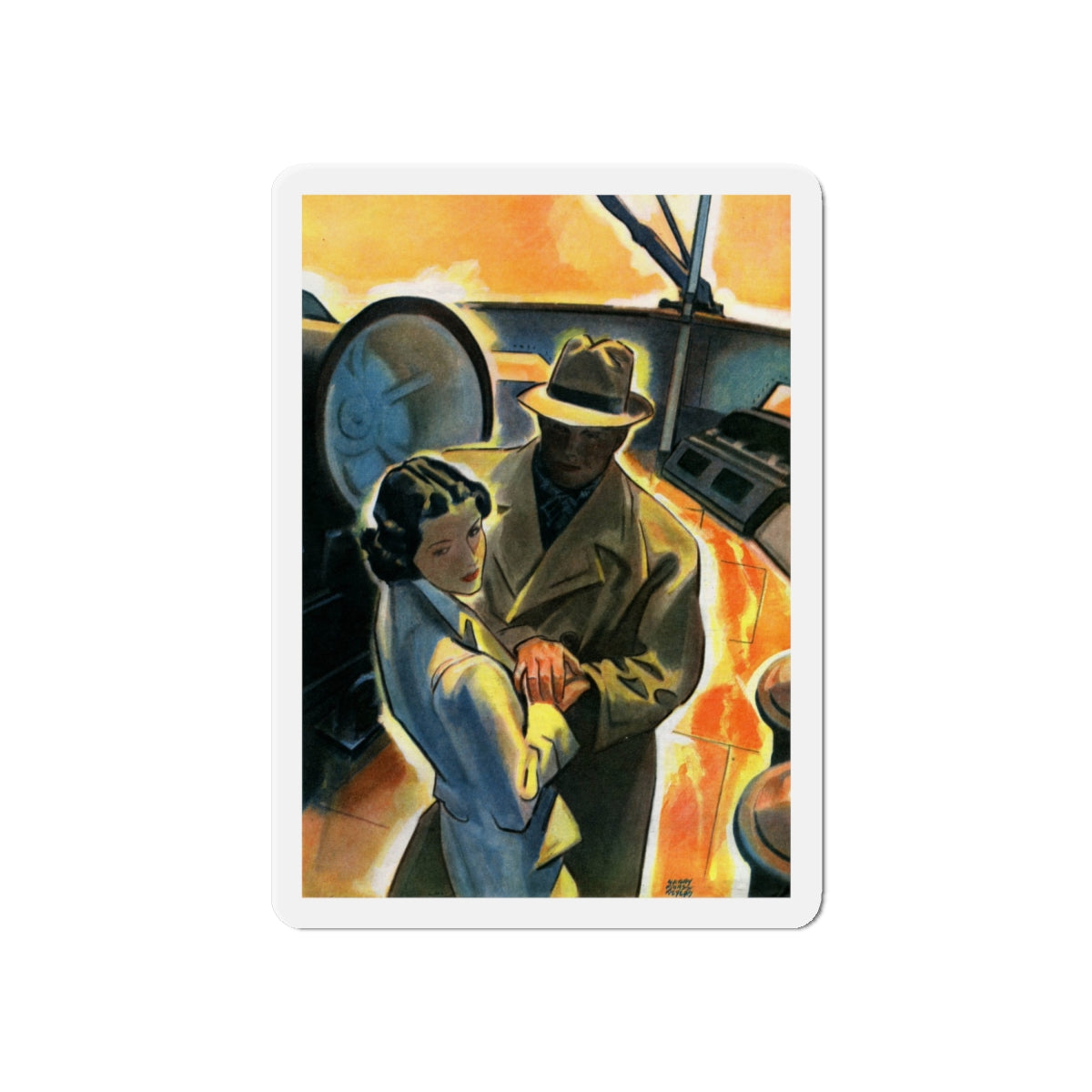 Shipboard Assignation, 1938 (Magazine Illustration) Refrigerator Magnet-6 Inch-The Sticker Space