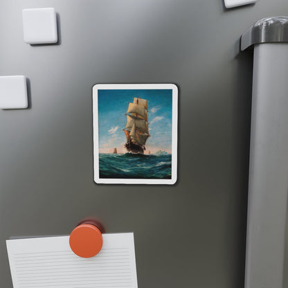 Ships at Sea (Magazine Illustration) Refrigerator Magnet-The Sticker Space