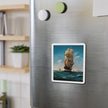 Ships at Sea (Magazine Illustration) Refrigerator Magnet-The Sticker Space