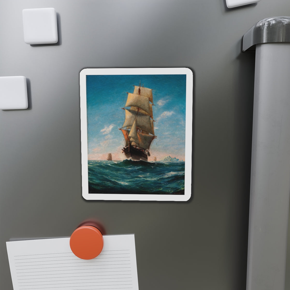 Ships at Sea (Magazine Illustration) Refrigerator Magnet-The Sticker Space