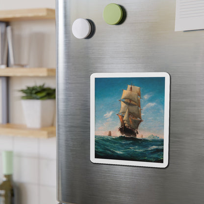 Ships at Sea (Magazine Illustration) Refrigerator Magnet-The Sticker Space