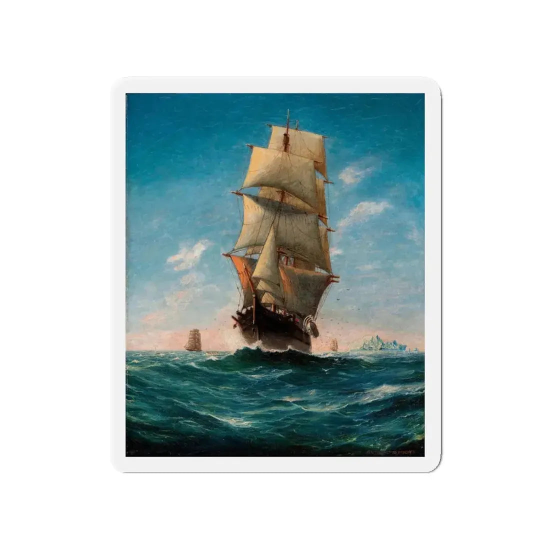 Ships at Sea (Magazine Illustration) Refrigerator Magnet 4 Inch Die-Cut - The Sticker Space
