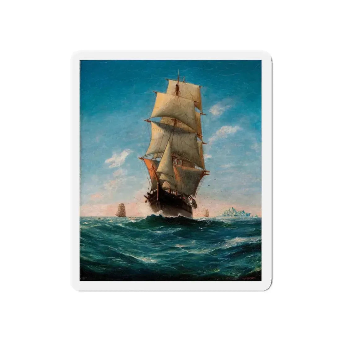 Ships at Sea (Magazine Illustration) Refrigerator Magnet 5 Inch Die-Cut - The Sticker Space
