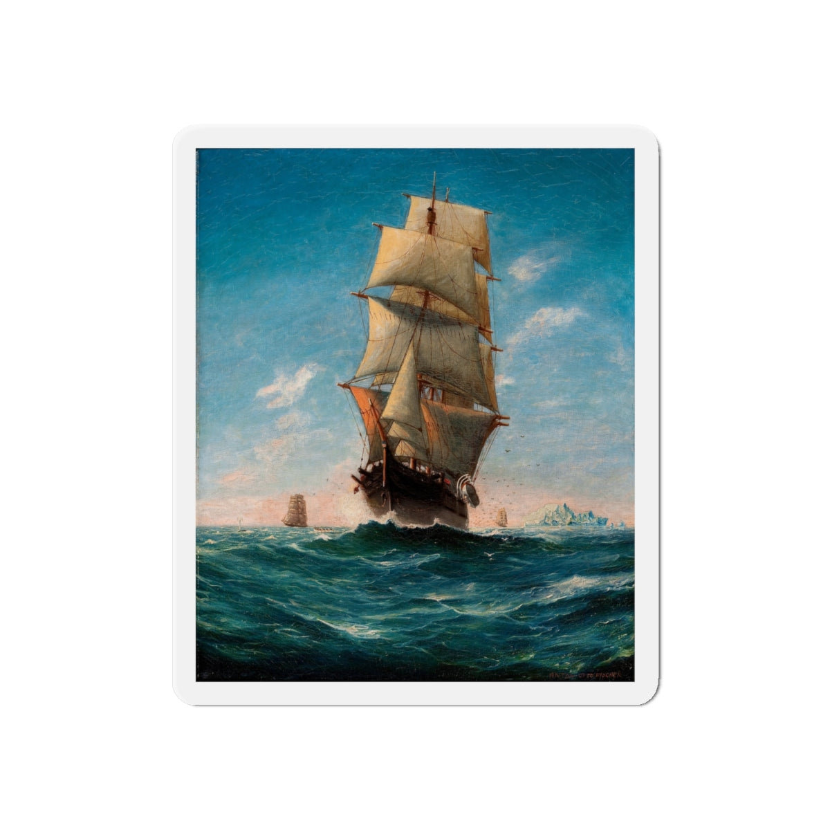 Ships at Sea (Magazine Illustration) Refrigerator Magnet-6 Inch-The Sticker Space