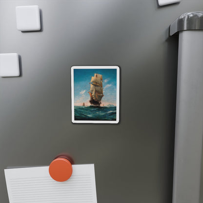 Ships at Sea (Magazine Illustration) Refrigerator Magnet-The Sticker Space