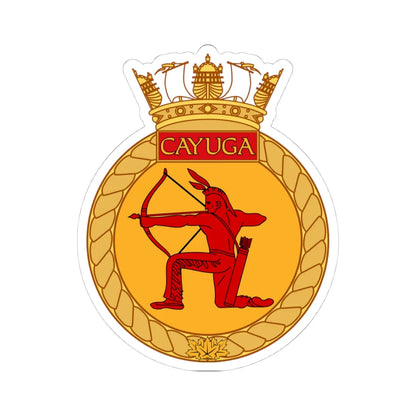 Ships Badge of HMCS Cayuga (Canada) (Coat of Arms) STICKER Vinyl Kiss-Cut Decal 4 Inch White - The Sticker Space