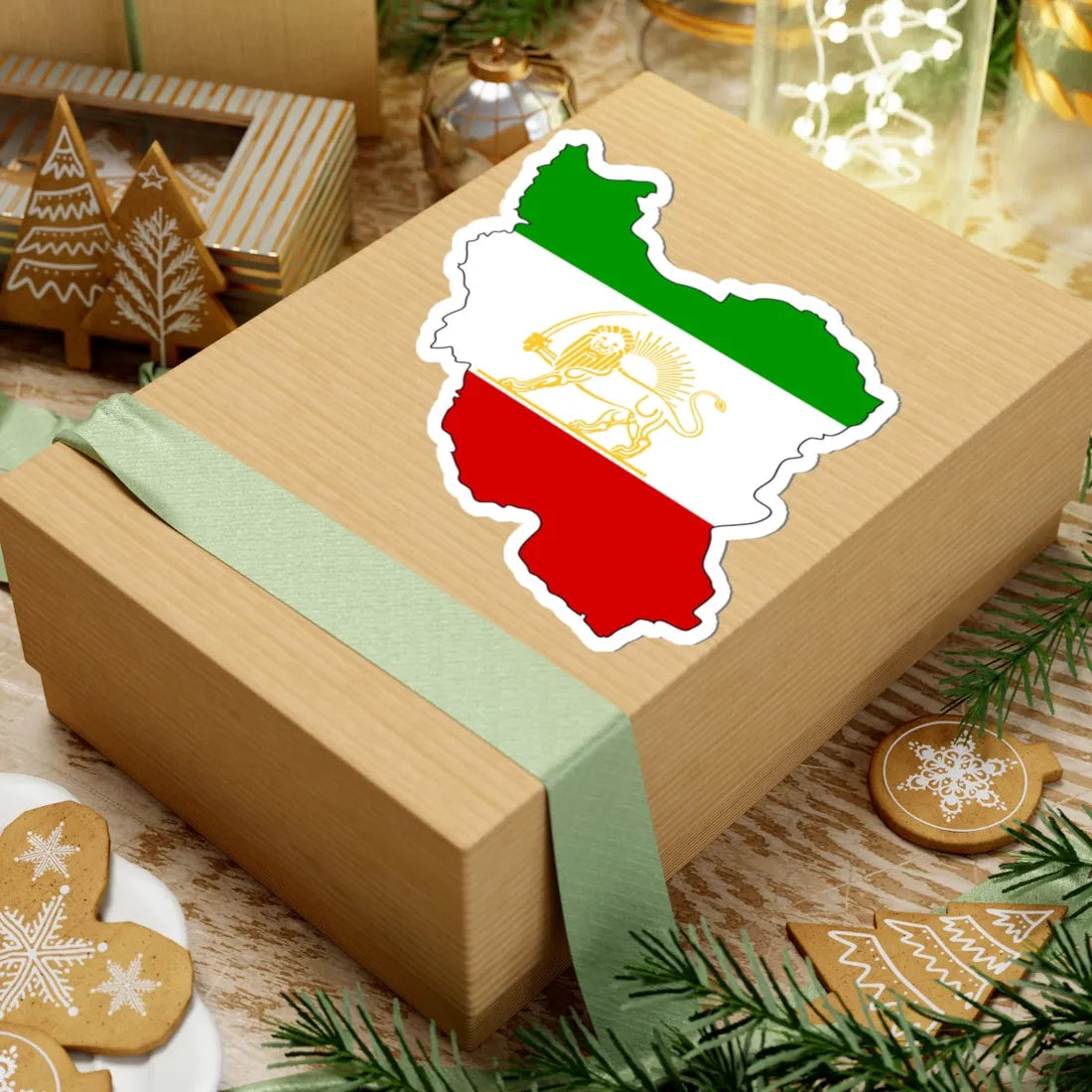 Shir-o-Khorshid Flag of Iran in map (Iran) STICKER Vinyl Kiss-Cut Decal - The Sticker Space