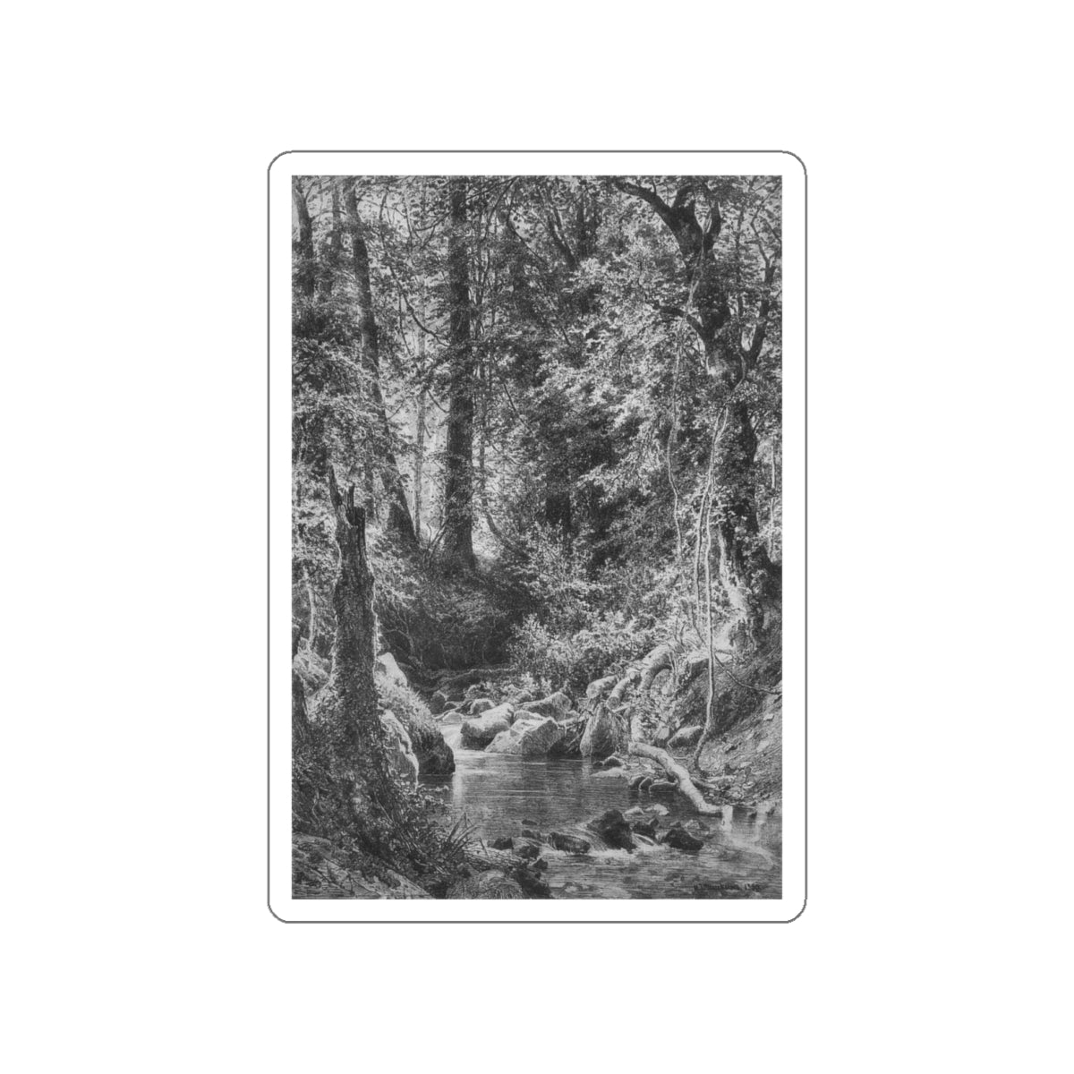 SHISKIN, Ivan Ivanovich - 1880 Forest Stream 77 (Artwork) STICKER Vinyl Die-Cut Decal-White-The Sticker Space