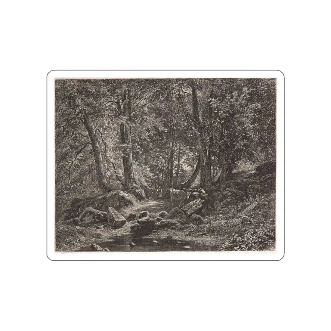 SHISKIN, Ivan Ivanovich - A peasant woman with cows (Artwork) STICKER Vinyl Die-Cut Decal White Die-Cut 3 Inch - The Sticker Space