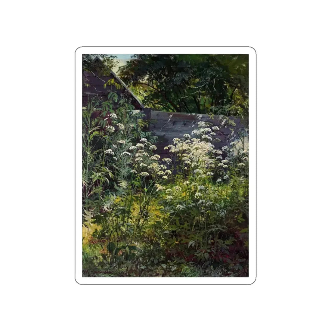 SHISKIN, Ivan Ivanovich - Area overgrown garden. Ground-grass 1884-54 (Artwork) STICKER Vinyl Die-Cut Decal White Die-Cut 3 Inch - The Sticker Space