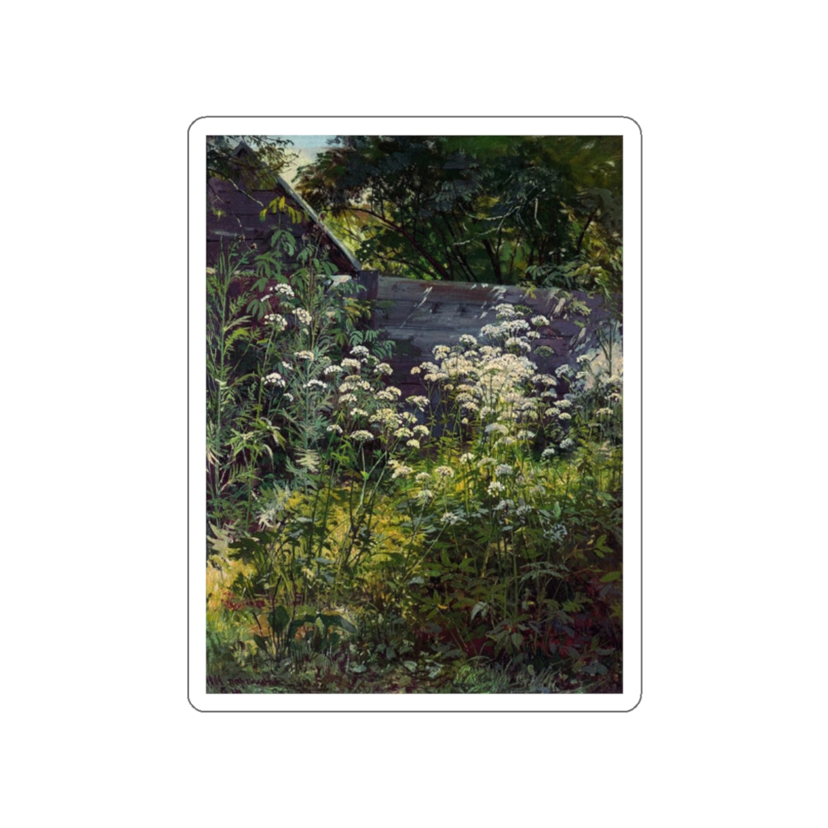 SHISKIN, Ivan Ivanovich - Area overgrown garden. Ground-grass 1884-54 (Artwork) STICKER Vinyl Die-Cut Decal-White-The Sticker Space