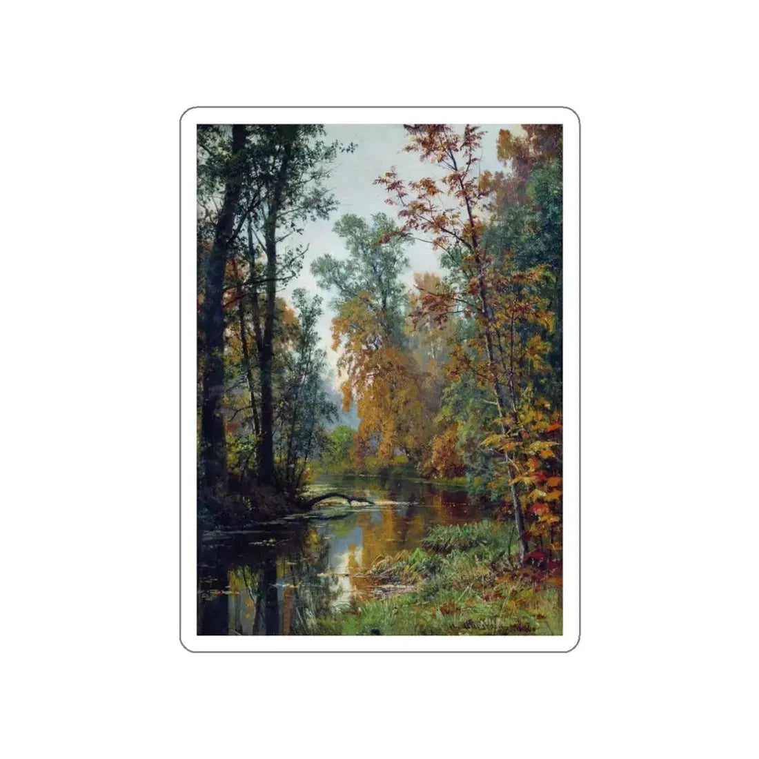 SHISKIN, Ivan Ivanovich - Autumn landscape. Park in Pavlovsk 1888 (Artwork) STICKER Vinyl Die-Cut Decal White Die-Cut 3 Inch - The Sticker Space