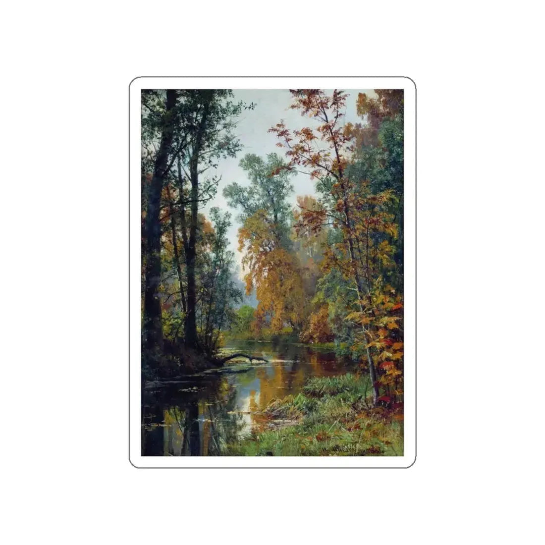 SHISKIN, Ivan Ivanovich - Autumn landscape. Park in Pavlovsk 1888 (Artwork) STICKER Vinyl Die-Cut Decal White Die-Cut 4 Inch - The Sticker Space