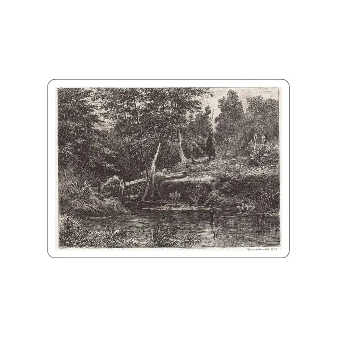 SHISKIN, Ivan Ivanovich - Bridge. 1873 (Artwork) STICKER Vinyl Die-Cut Decal White Die-Cut 3 Inch - The Sticker Space