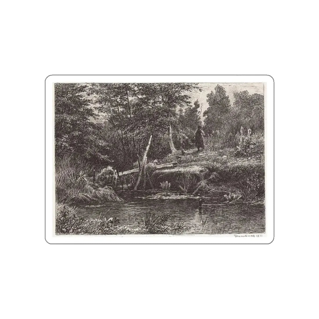 SHISKIN, Ivan Ivanovich - Bridge. 1873 (Artwork) STICKER Vinyl Die-Cut Decal White Die-Cut 4 Inch - The Sticker Space