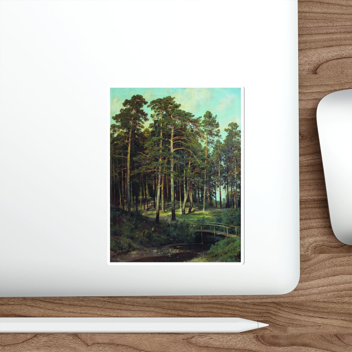 SHISKIN, Ivan Ivanovich - Bridge in the woods 1895 (Artwork) STICKER Vinyl Die-Cut Decal-The Sticker Space