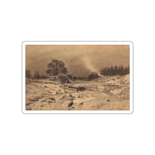 SHISKIN, Ivan Ivanovich - Bridge over the stream. 1870 (Artwork) STICKER Vinyl Die-Cut Decal White Die-Cut 2 Inch - The Sticker Space
