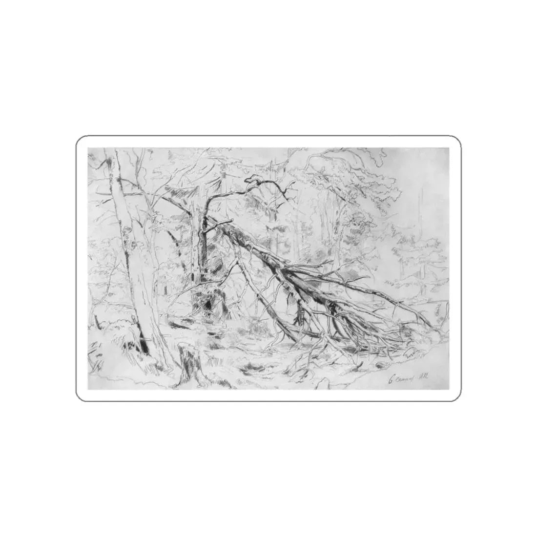 SHISKIN, Ivan Ivanovich - Broken Birch 1872 (Artwork) STICKER Vinyl Die-Cut Decal White Die-Cut 6 Inch - The Sticker Space