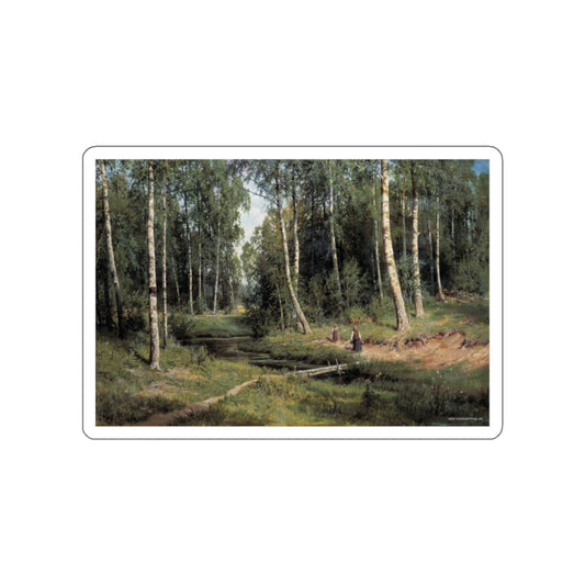 SHISKIN, Ivan Ivanovich - brook_in_birch_forest_1883 (Artwork) STICKER Vinyl Die-Cut Decal-White-The Sticker Space