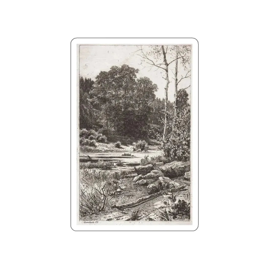 SHISKIN, Ivan Ivanovich - Dry birch trees. 1888 (Artwork) STICKER Vinyl Die-Cut Decal White Die-Cut 6 Inch - The Sticker Space