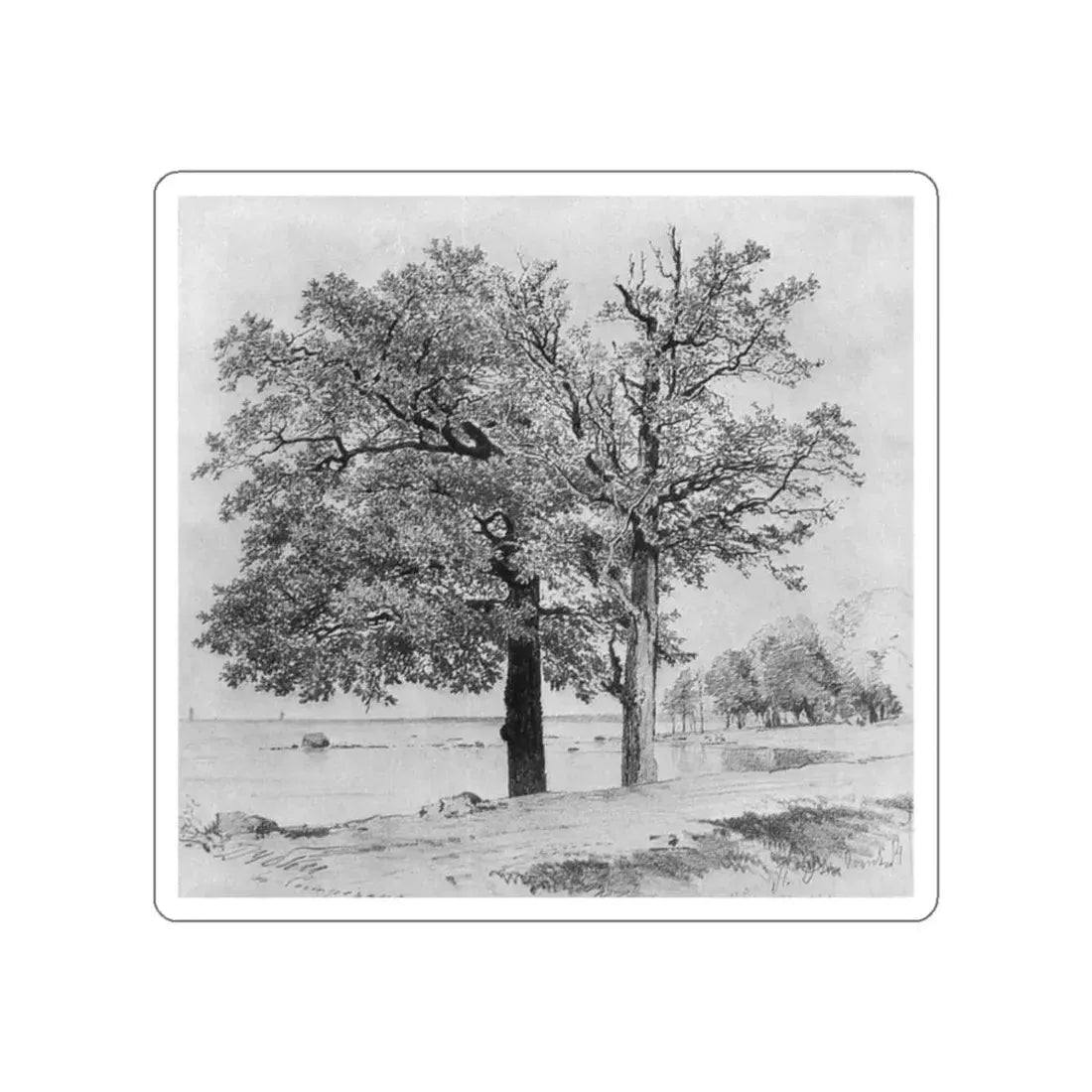 SHISKIN, Ivan Ivanovich - Dubky in Sestroretsk. 1880 (Artwork) STICKER Vinyl Die-Cut Decal White Die-Cut 2 Inch - The Sticker Space