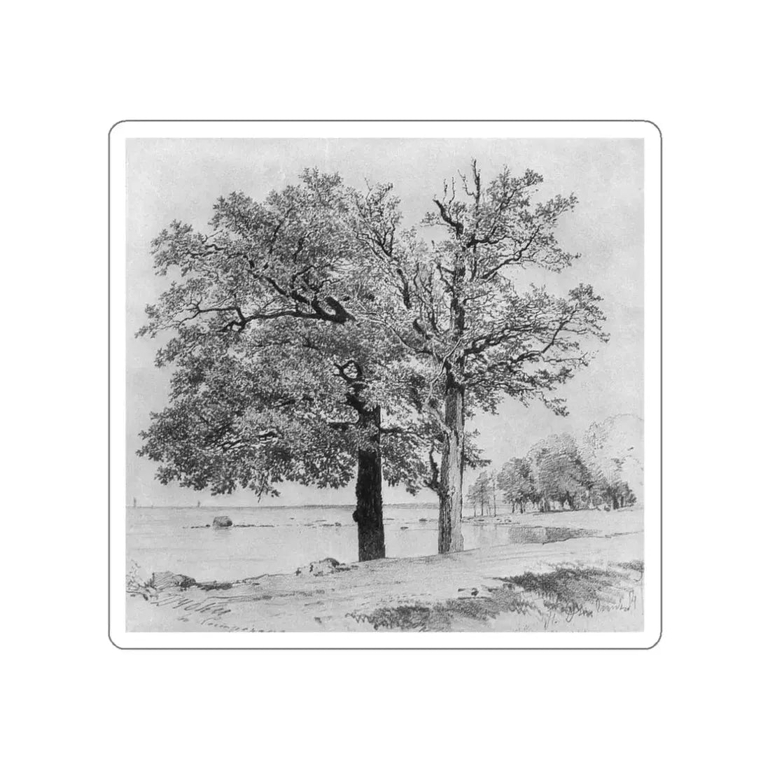 SHISKIN, Ivan Ivanovich - Dubky in Sestroretsk. 1880 (Artwork) STICKER Vinyl Die-Cut Decal White Die-Cut 3 Inch - The Sticker Space