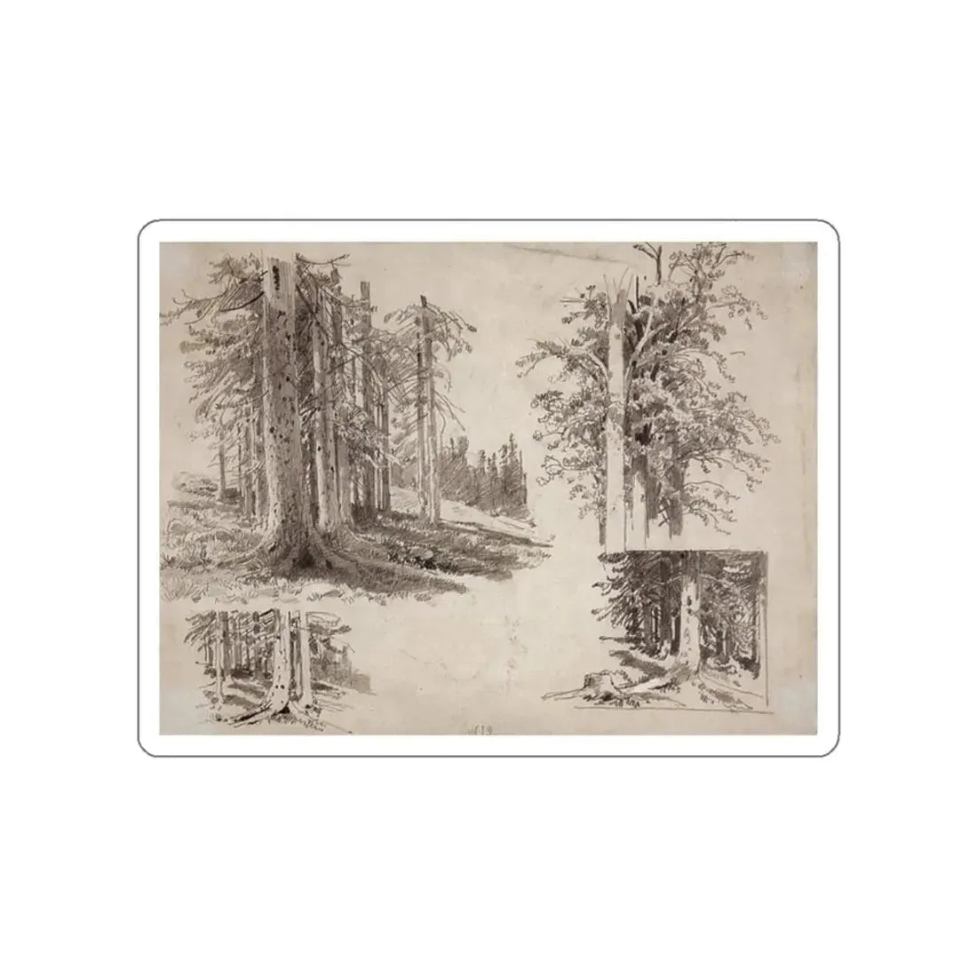 SHISKIN, Ivan Ivanovich - Etudes trees. 1880 (Artwork) STICKER Vinyl Die-Cut Decal White Die-Cut 2 Inch - The Sticker Space