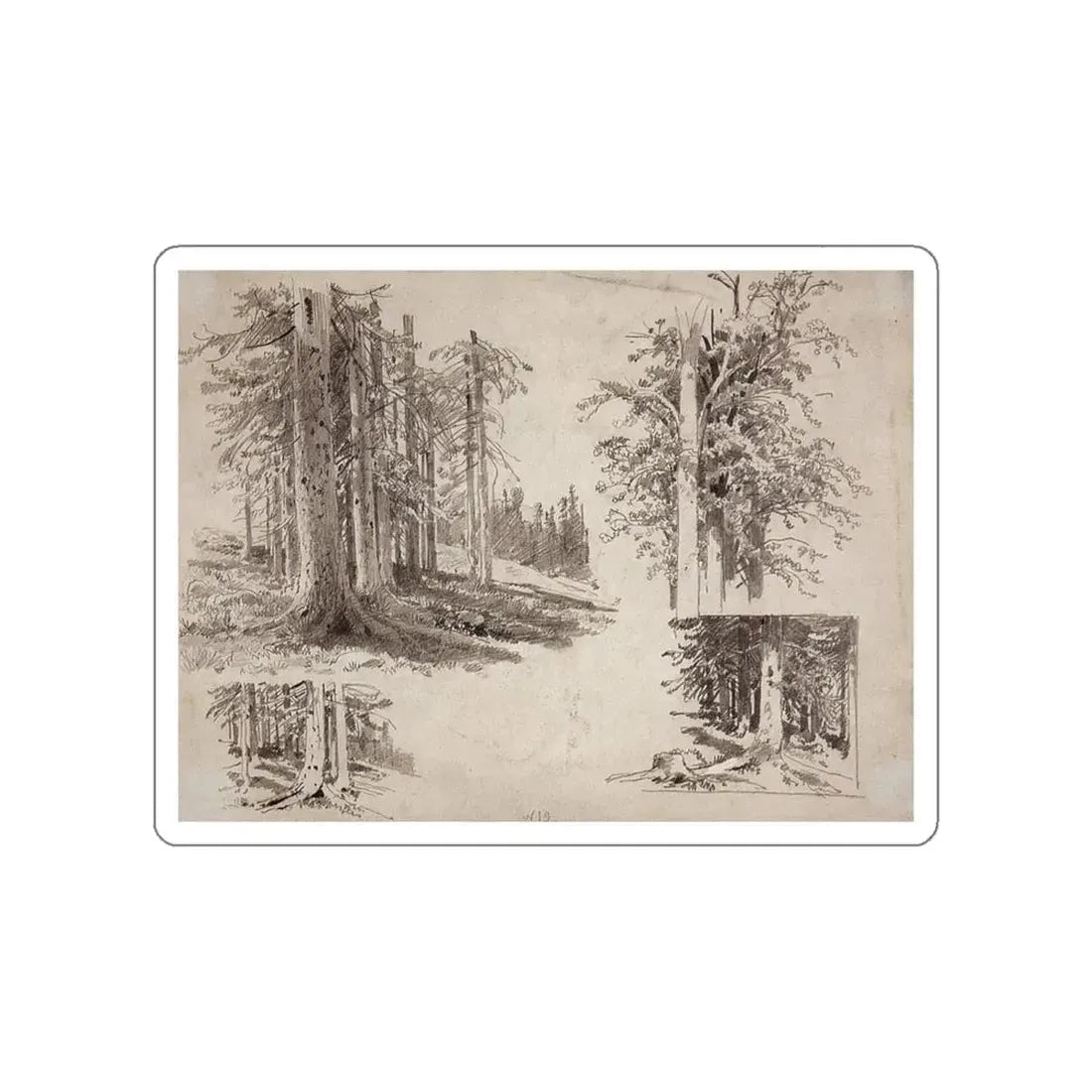 SHISKIN, Ivan Ivanovich - Etudes trees. 1880 (Artwork) STICKER Vinyl Die-Cut Decal White Die-Cut 5 Inch - The Sticker Space