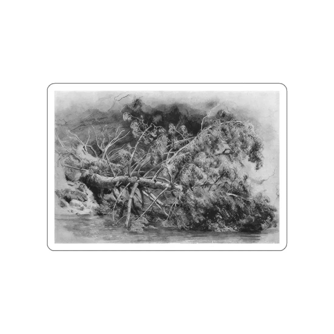 SHISKIN, Ivan Ivanovich - Fallen tree. Siverskaya 1879 (Artwork) STICKER Vinyl Die-Cut Decal White Die-Cut 6 Inch - The Sticker Space