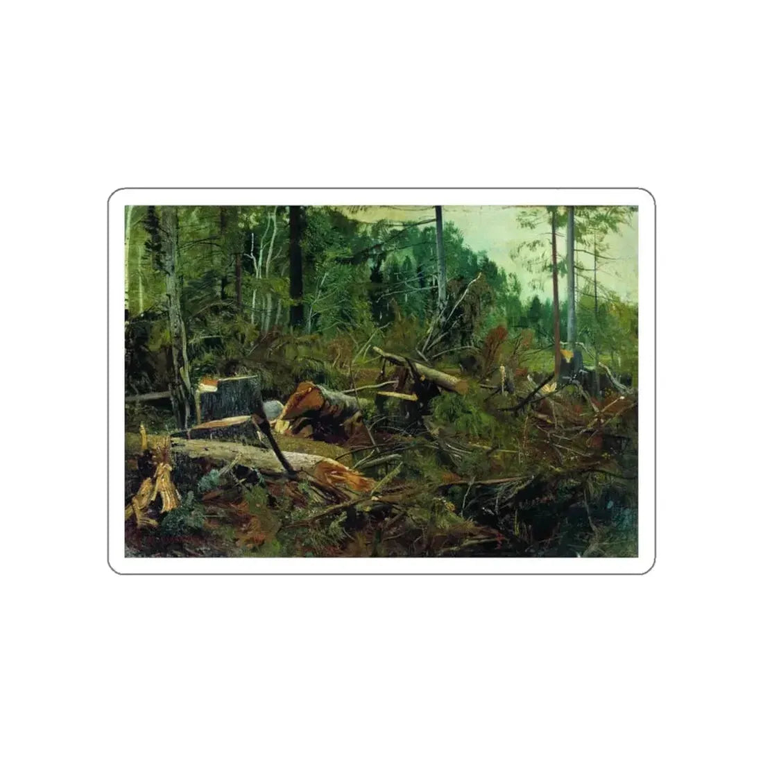 SHISKIN, Ivan Ivanovich - Felling 1880 (Artwork) STICKER Vinyl Die-Cut Decal White Die-Cut 3 Inch - The Sticker Space