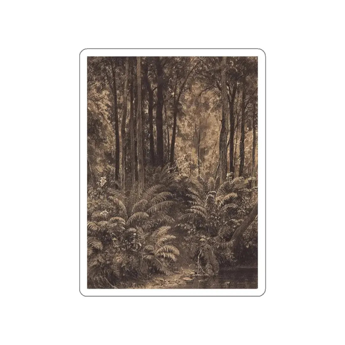 SHISKIN, Ivan Ivanovich - Ferns in the woods. 1877 (Artwork) STICKER Vinyl Die-Cut Decal White Die-Cut 6 Inch - The Sticker Space