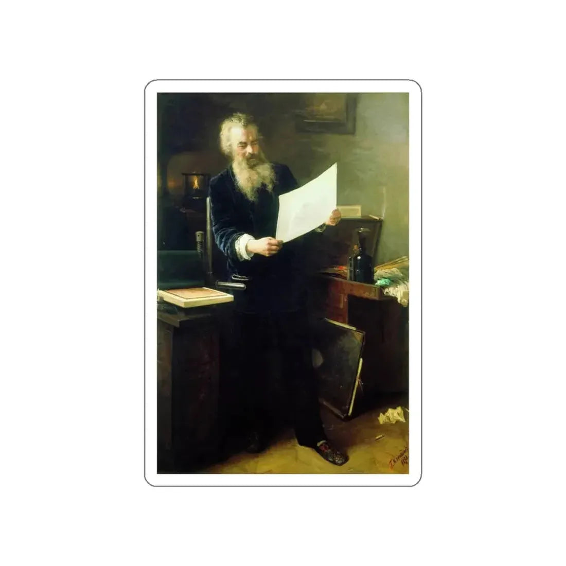 SHISKIN, Ivan Ivanovich - First reprint. Portrait of Ivan Shishkin 1891 (Artwork) STICKER Vinyl Die-Cut Decal White Die-Cut 3 Inch - The Sticker Space