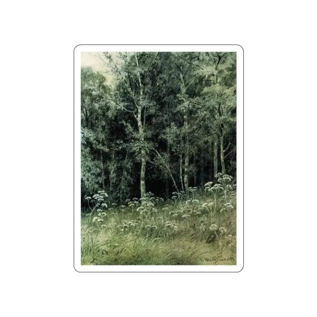 SHISKIN, Ivan Ivanovich - Flowers in the Forest 1877 (Artwork) STICKER Vinyl Die-Cut Decal White Die-Cut 2 Inch - The Sticker Space
